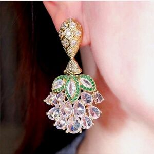 New Drop Earrings For Women S925 Sterling earring post Green Cubic Zirconia